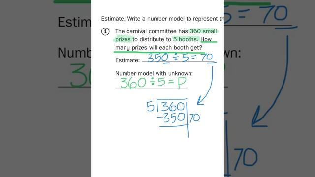 Everyday Math, 4th Grade, Home Links 6.7 "Partial Quotients" page 173