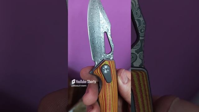 Luokesi G10 , Damascus #Luokesi #складнойнож #Braslet-knife #Режик #рыжий #городскойнож