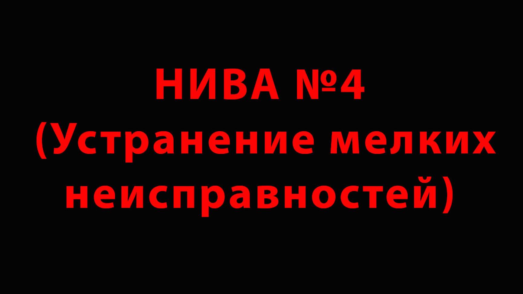 Нива №4 Устранение мелких неисправностей