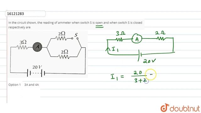 In the circuit shown, the reading of ammeter when switch  S is open   and when switch