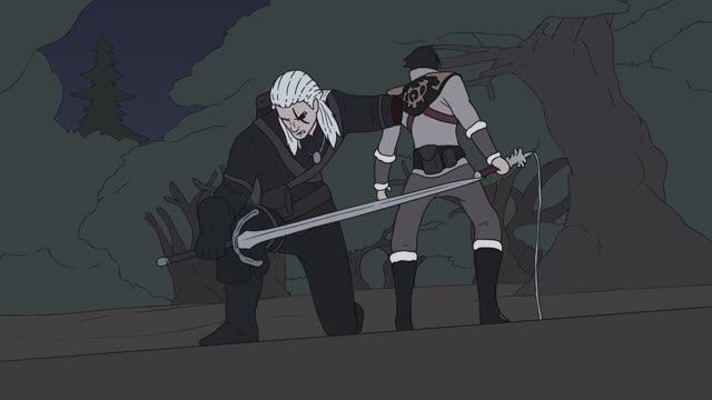 Геральт против Тревора Geralt VS Trevor / The Witcher VS Castlevania Animated Fight