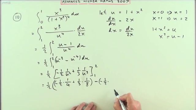 2007 SQA Advanced Higher Maths no.10   Integration