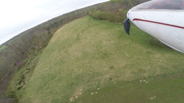 Radio control 2M Radian foam glider with GoPro Hero black 3+ mounted under wing, at the DCRC field