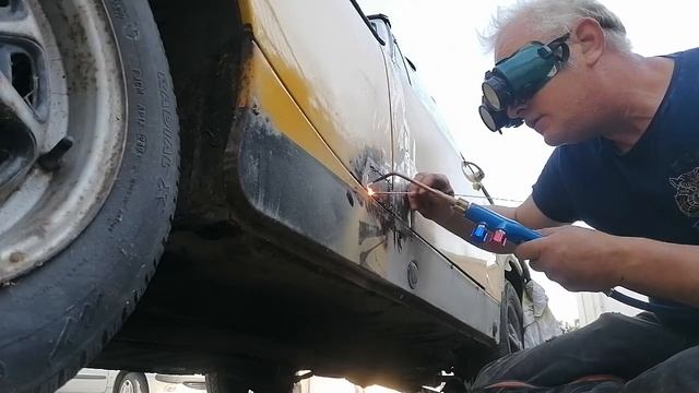 MG midget tack weld patch on