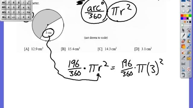 Determine the area of a sector of a circle