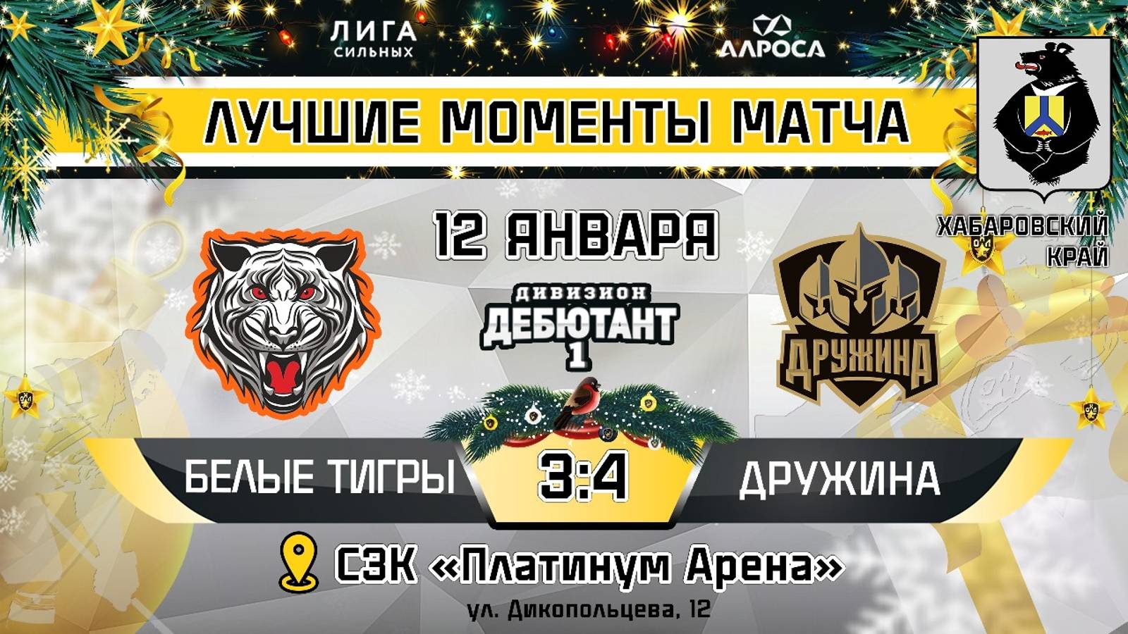 ОБЗОР / БЕЛЫЕ ТИГРЫ - ДРУЖИНА  / 12.01.25 / ОХЛ ХАБАРОВСК / ДИВИЗИОН ДЕБЮТАНТ 1