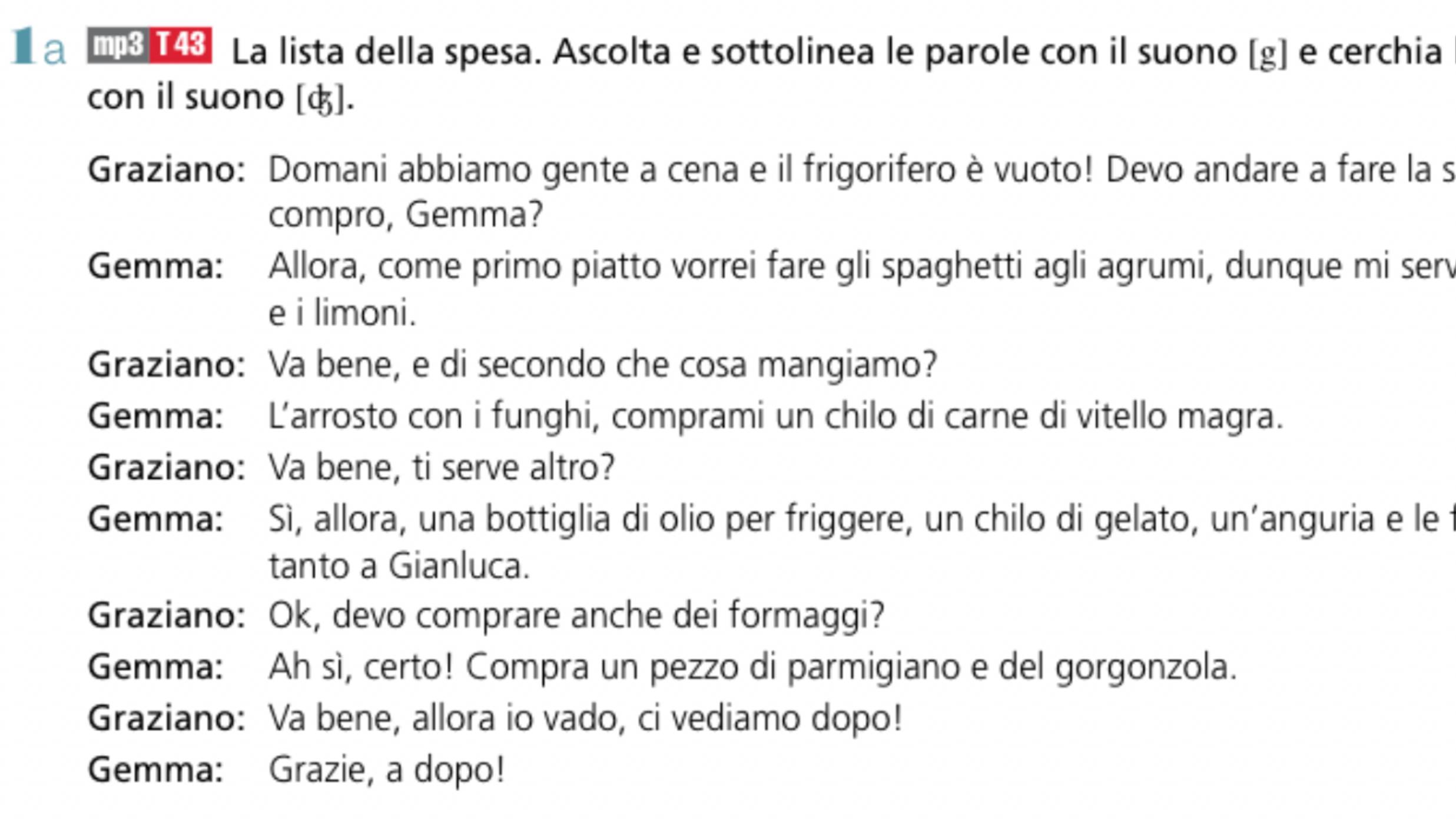 Nuovo Contatto A1 - Unita 4 - Fonetica - 43 Traccia Audio