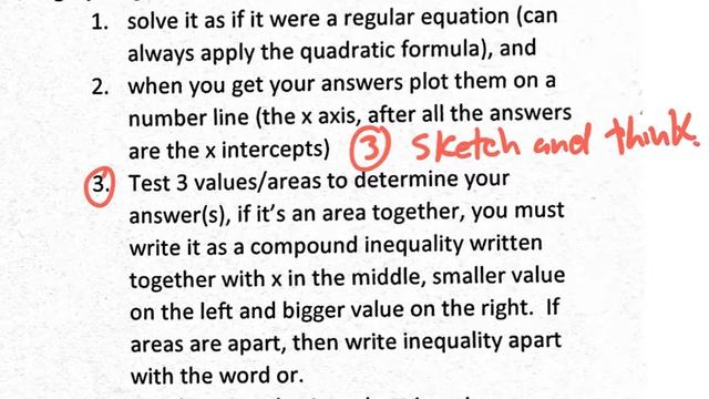 Notes 4.8 quadratic inequalities per 4