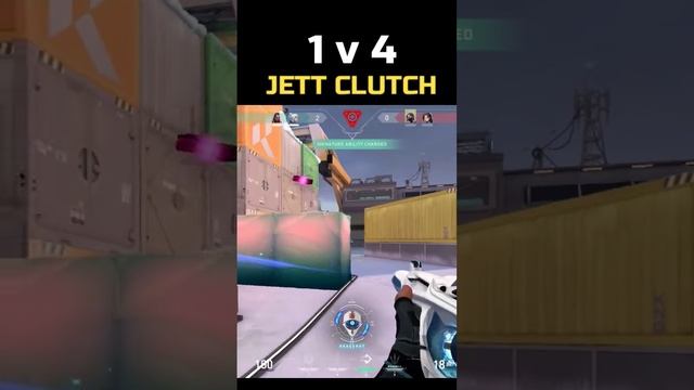 INSANE JETT CLUTCH in Valorant 😳😳😳 #shorts
