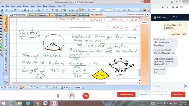 Area of circle ,sector& segment.