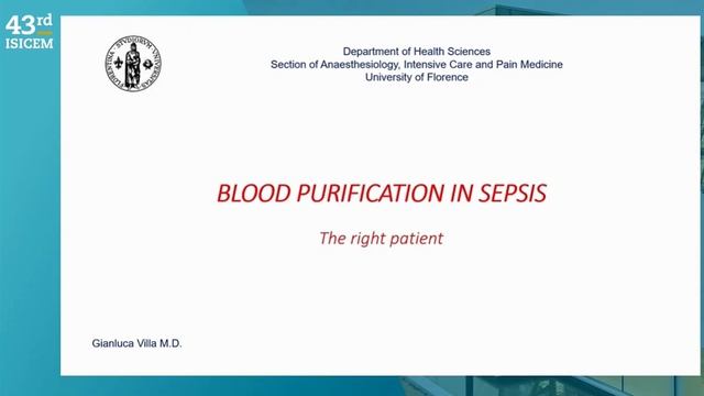 BLOOD PURIFICATION IN SEPSIS (ISICEM 2024)