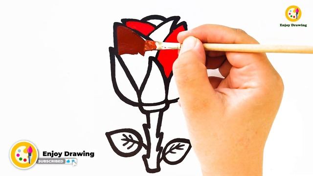 ROSE Drawing, How to Draw a ROSE | ENJOY DRAWING
