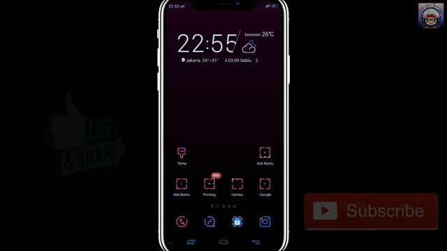 Simple Dark Linebit Theme Oppo for Realme 1/C1/2/2pro, Oppo A3S/F5/F7