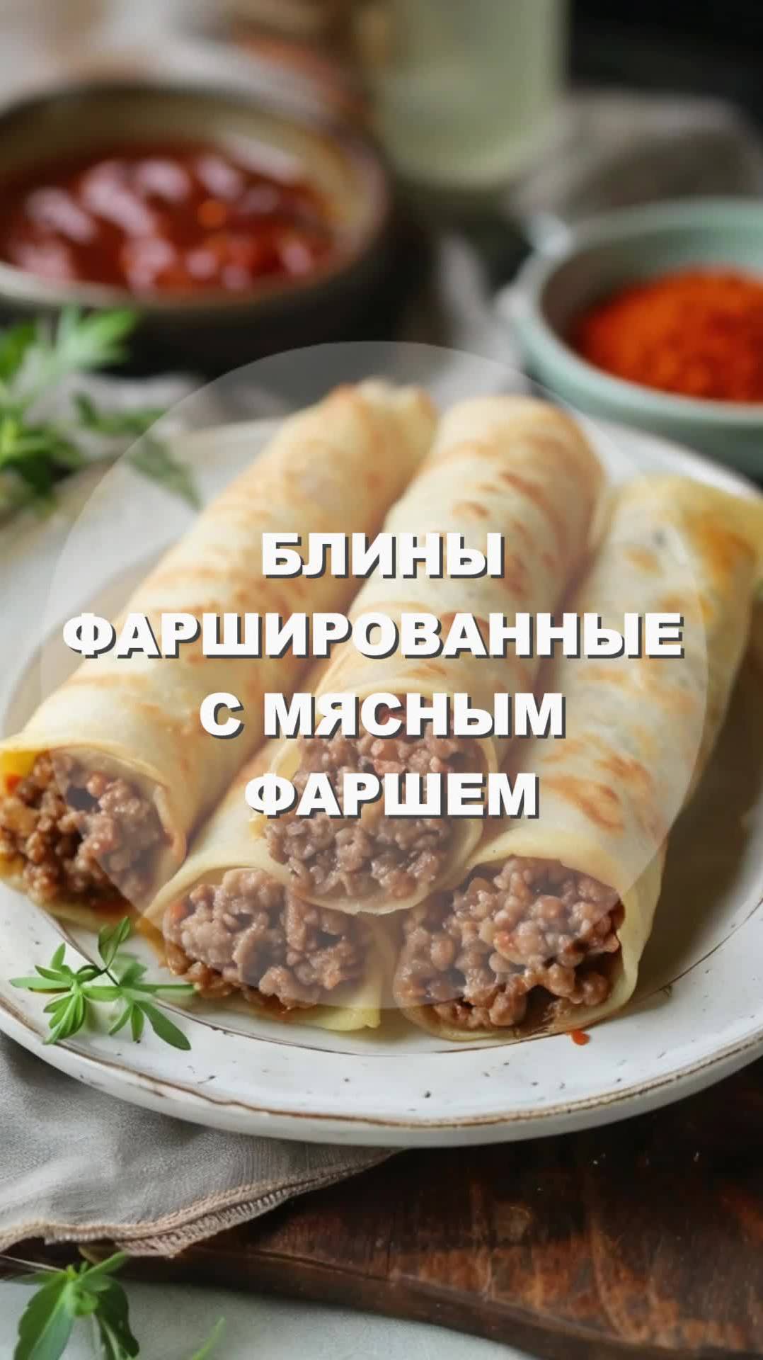 БЛИНЫ ФАРШИРОВАННЫЕ С МЯСНЫМ ФАРШЕМ