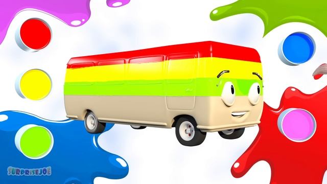 Учите цвета с помощью детских стишков Bus Paint Finger Family