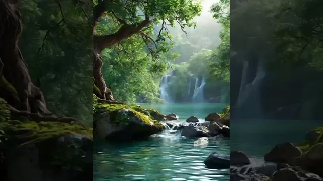 Самые красивые водопады. Релаксация. Нейросеть.
