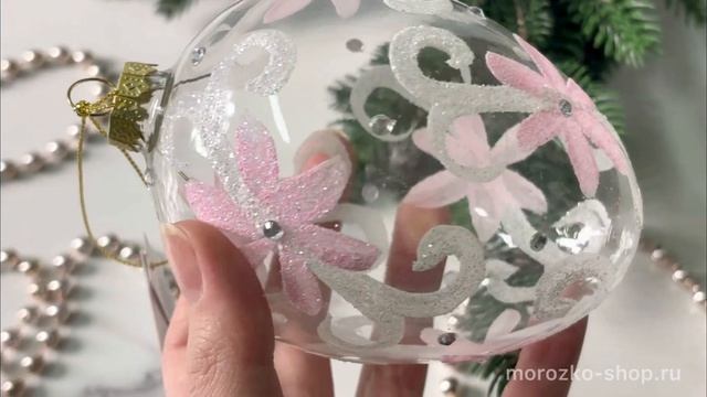 Подвесное украшение - яйцо ЦВЕТОЧНЫЕ ИСКОРКИ, стекло, 12 см   PE50066