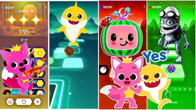 Pinkfong - Baby Shark - Cocomelon - Crazy Frog 🐸 ||Tiles Hop EDM Rush 🎯