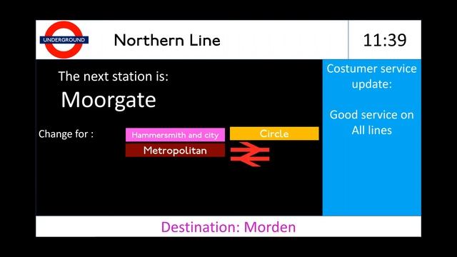 Northern Line Announcments from Edgware to Morden via Bank