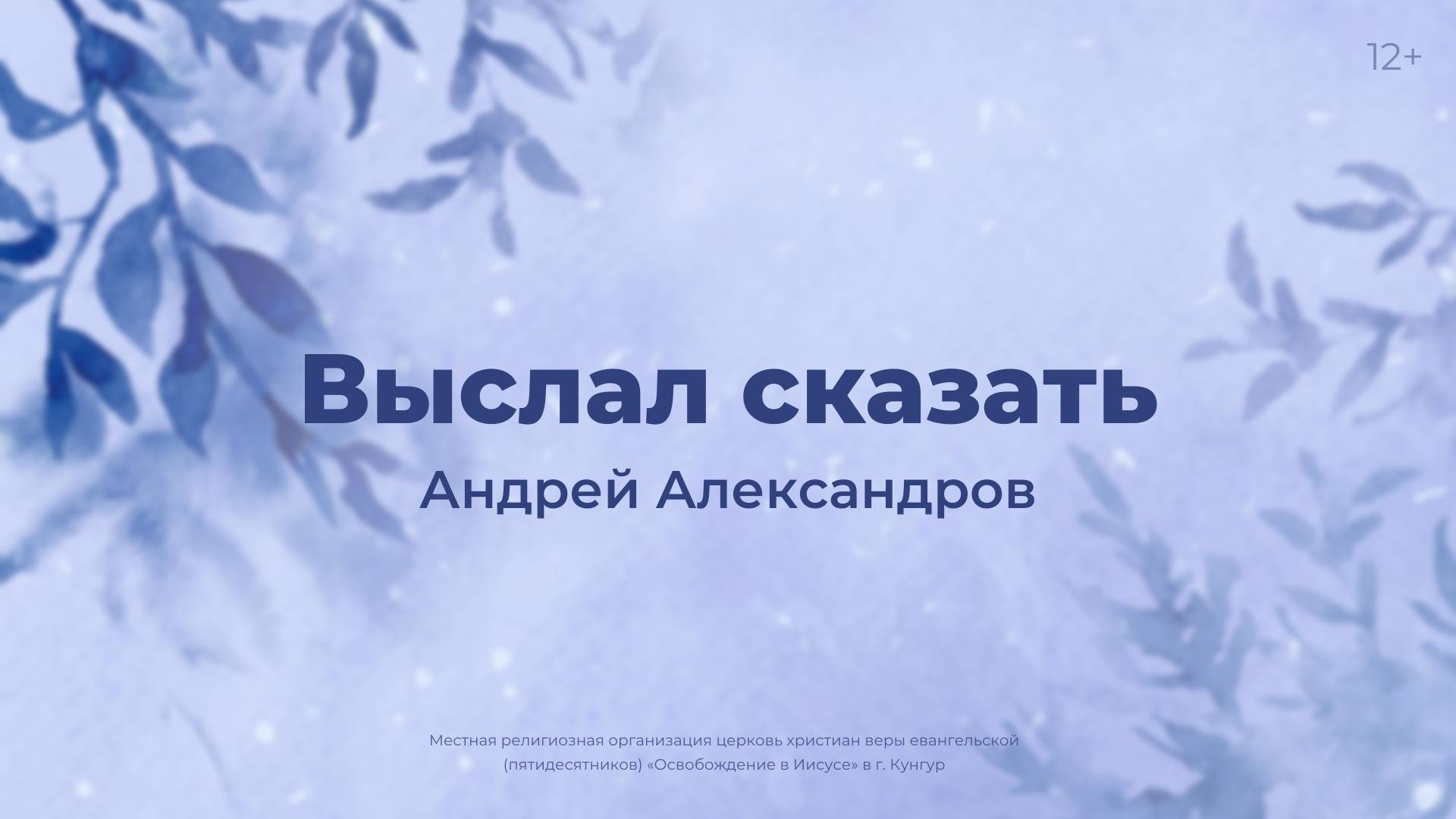 Андрей Александров: Выслал сказать (15 января 2025)