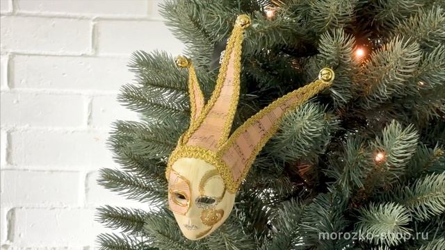 Ёлочная игрушка МАСКА 'ШУТ', полиэстер, пластик, слоновая кость с розовым, 23 см, 2007833