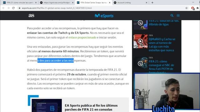 ⚽  Como VINCULAR tu cuenta EA con TWITCH ! ⚽  + Info del evento Luchito10