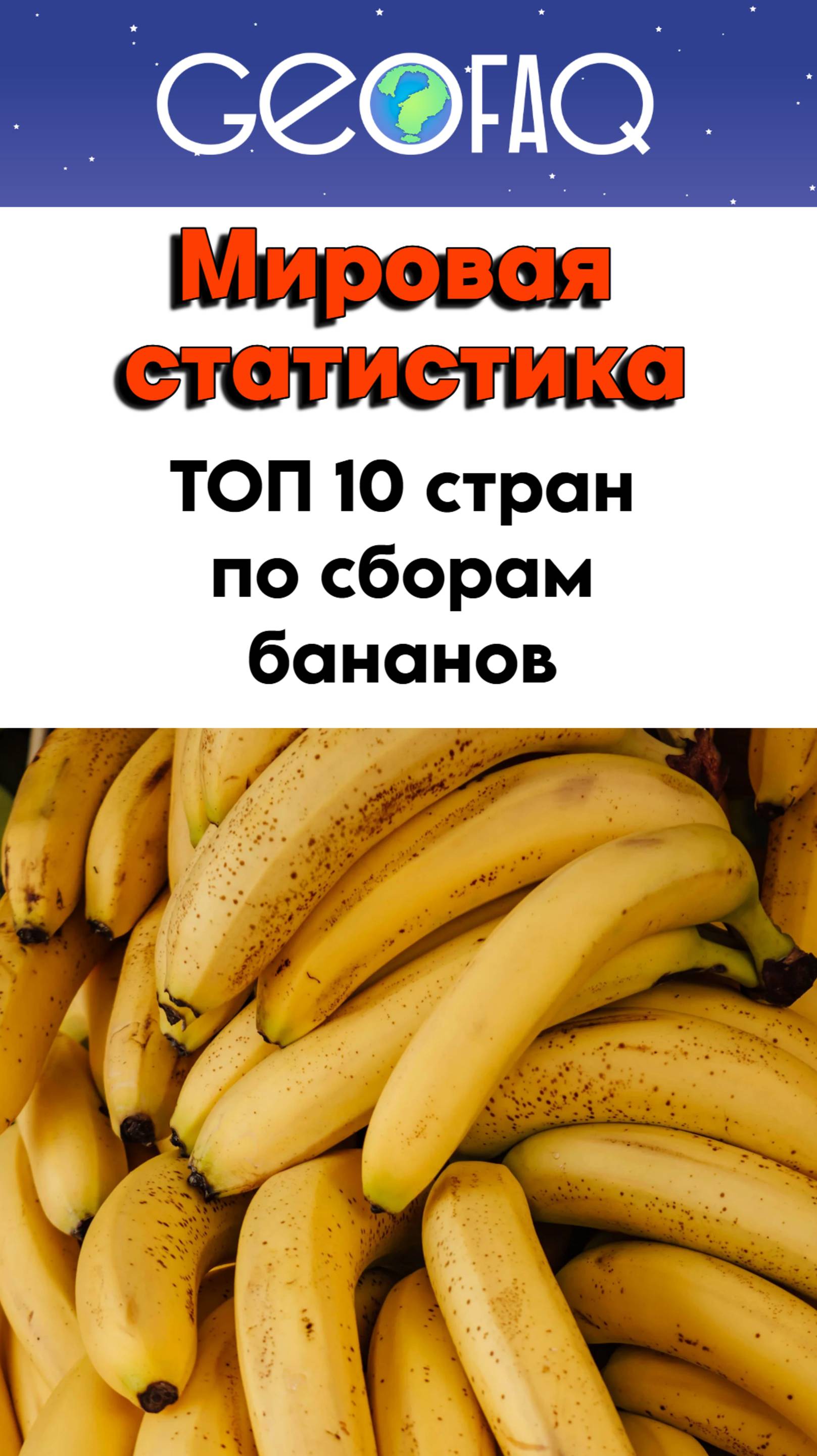 ТОП 10 стран по сборам бананов