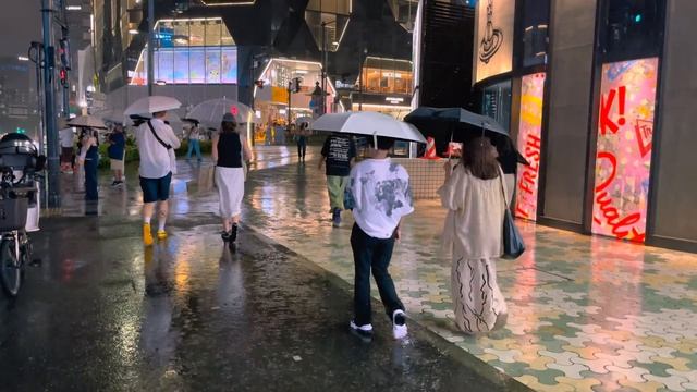 3 Hours Heavy Rain Walk in Harajuku, Tokyo Japan, Relaxing Natural City ambience