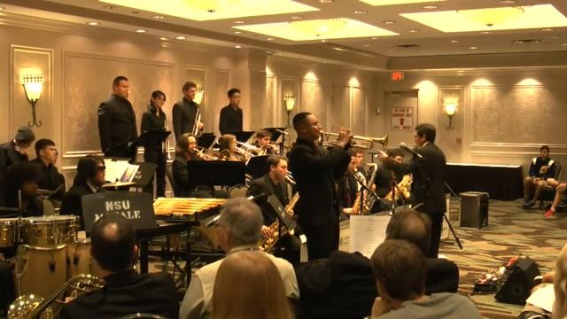 Portrait of Louis Armstrong - Carlos Ortiz IV and NSU Jazz Orchestra at 2015 LMEA