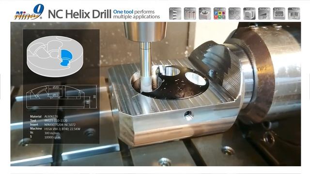 Machining Inclined Hole and Step Hole on Rounded surfaces by NC Helix Drill, Material: Aluminum