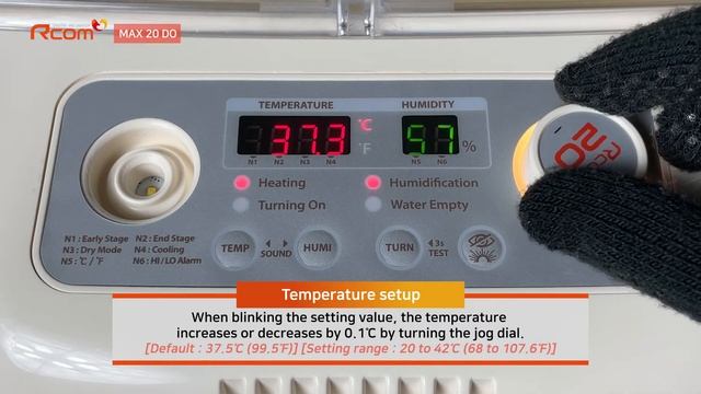 Rcom MAX 20 DO Incubator : [3] Temperature setup