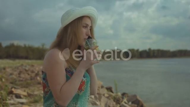 Cheerful Woman Talking on Smart Phone at Seaside | Stock Footage - Envato elements