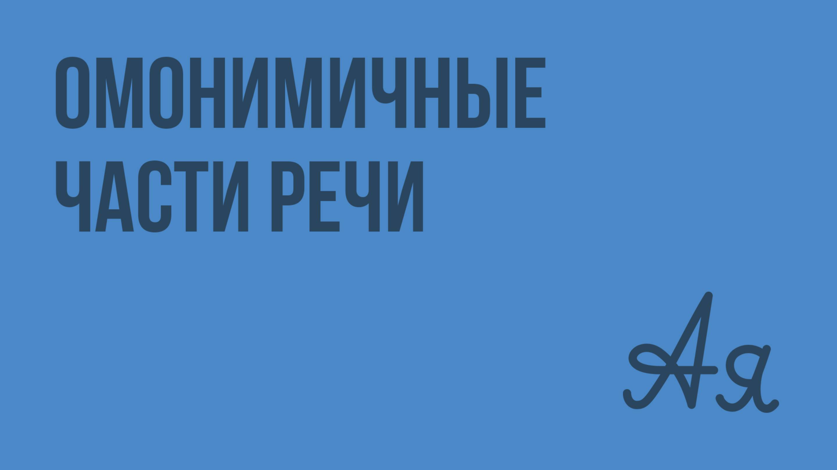 Омонимичные части речи. Видеоурок по русскому языку 9 класс