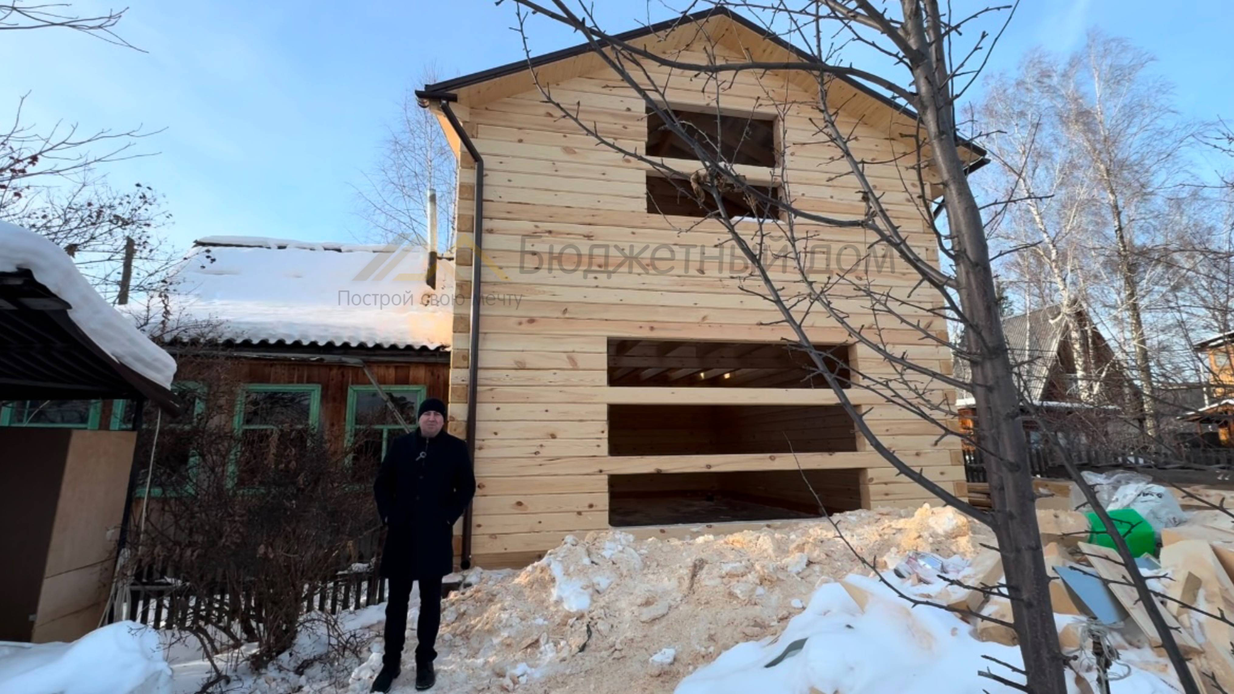 Видеоотзыв клиента.СК «Бюджетный дом»п.Манский.Полутораэтажный дом🏡 6*7.5м из бруса 180*180мм