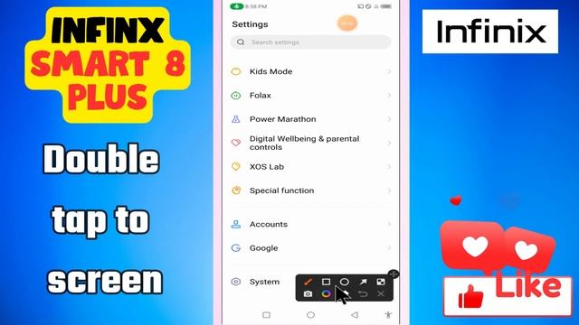 Double tap to screen Infinix Smart 8 Plus || How to use double tap || Double tap settings