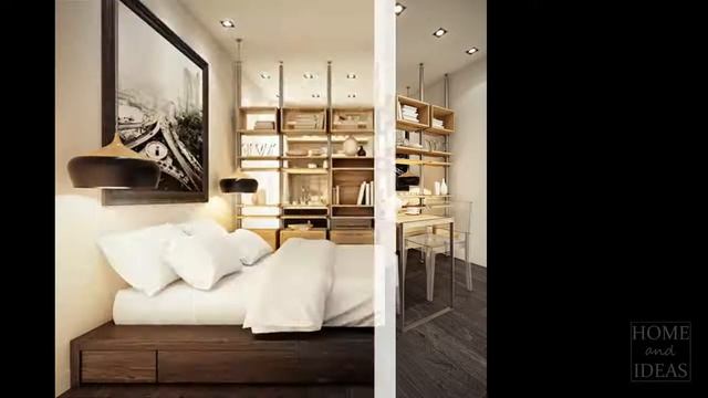 Apartment 32sqm   "  wood materials  " with open shelves smart systems