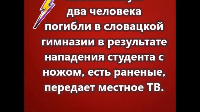 Как минимум два человека погибли в словацкой гимназии в результате нападения студента с ножом