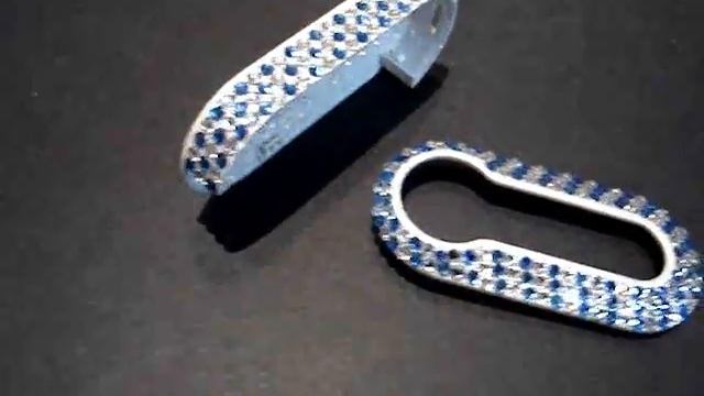 Custom Fiat 500 key cover blue full key cover with swarovski crystal - sevenCrystal,com