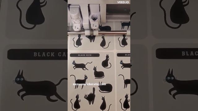 Silhouette Cameo 4 sheet sticker cutting asmr_Black cats #shorts