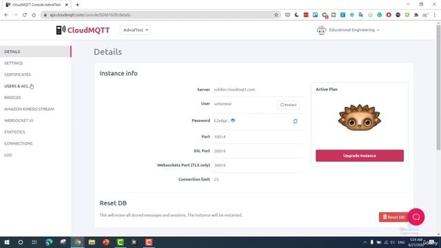 140 - Create mqtt server account
