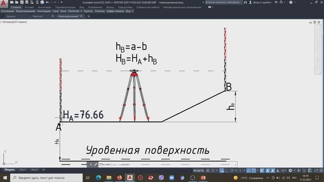 Выстоты. Геометрическое нивелирование из середины