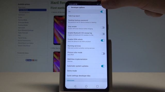 How to Reset Developer Options in LG G7 ThinQ - Restore Default Developer Settings |HardReset.Info