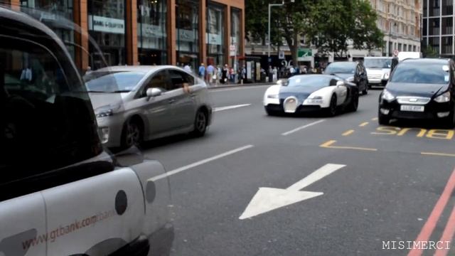 STUNNING Bugatti Veyron 16.4 Grand Sport BLUE CARBON - Cruising in London