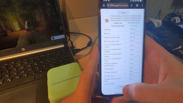 Мобильный принтер этикеток для печати ценников в программе Агорта