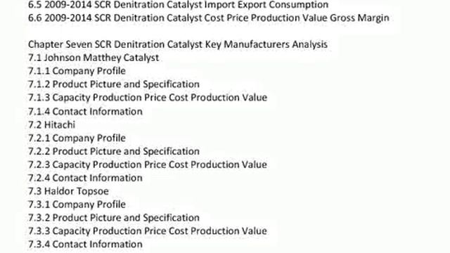 Global And China SCR Denitration Catalyst Industry 2013 Market Trend Size Shar Growth Research Repo