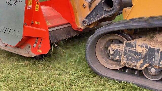 Lipa TLF-200 Heavy Duty Flail Mower Cutting Long Grass With Deere 333G Skid Steer