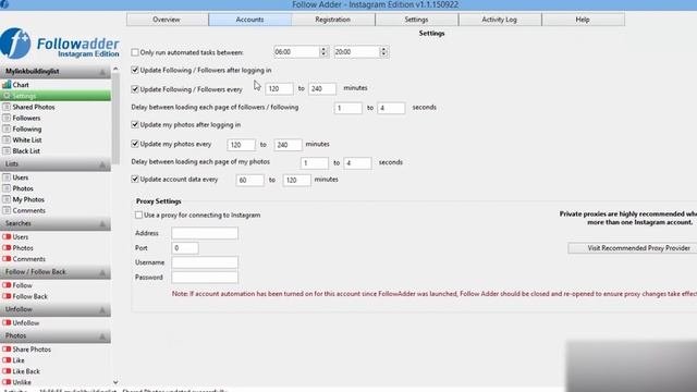 Пошаговая настройка прокси в Instagram боте FollowAdder