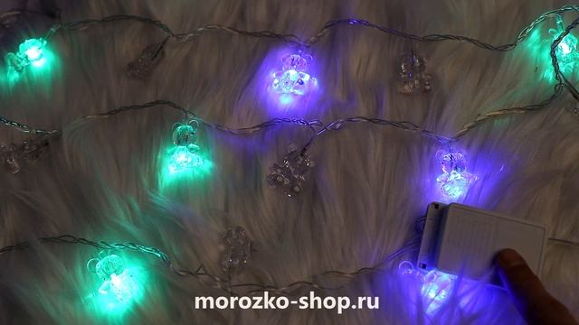 Гирлянда для дома Медвежата 2.4 м, 30 разноцветных LED, прозрачный ПВХ, контроллер, IP20 LD030WW-BR