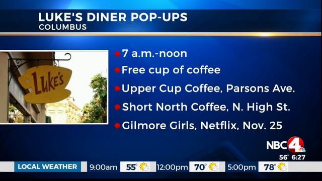 Two Columbus coffee shops turning into Luke’s Diner and giving free coffee