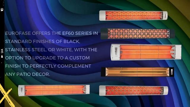 Eurofase EF60 Series 61" White SS Dual Element 6000 Watt 240V Electric Patio Heater with Decor Plat